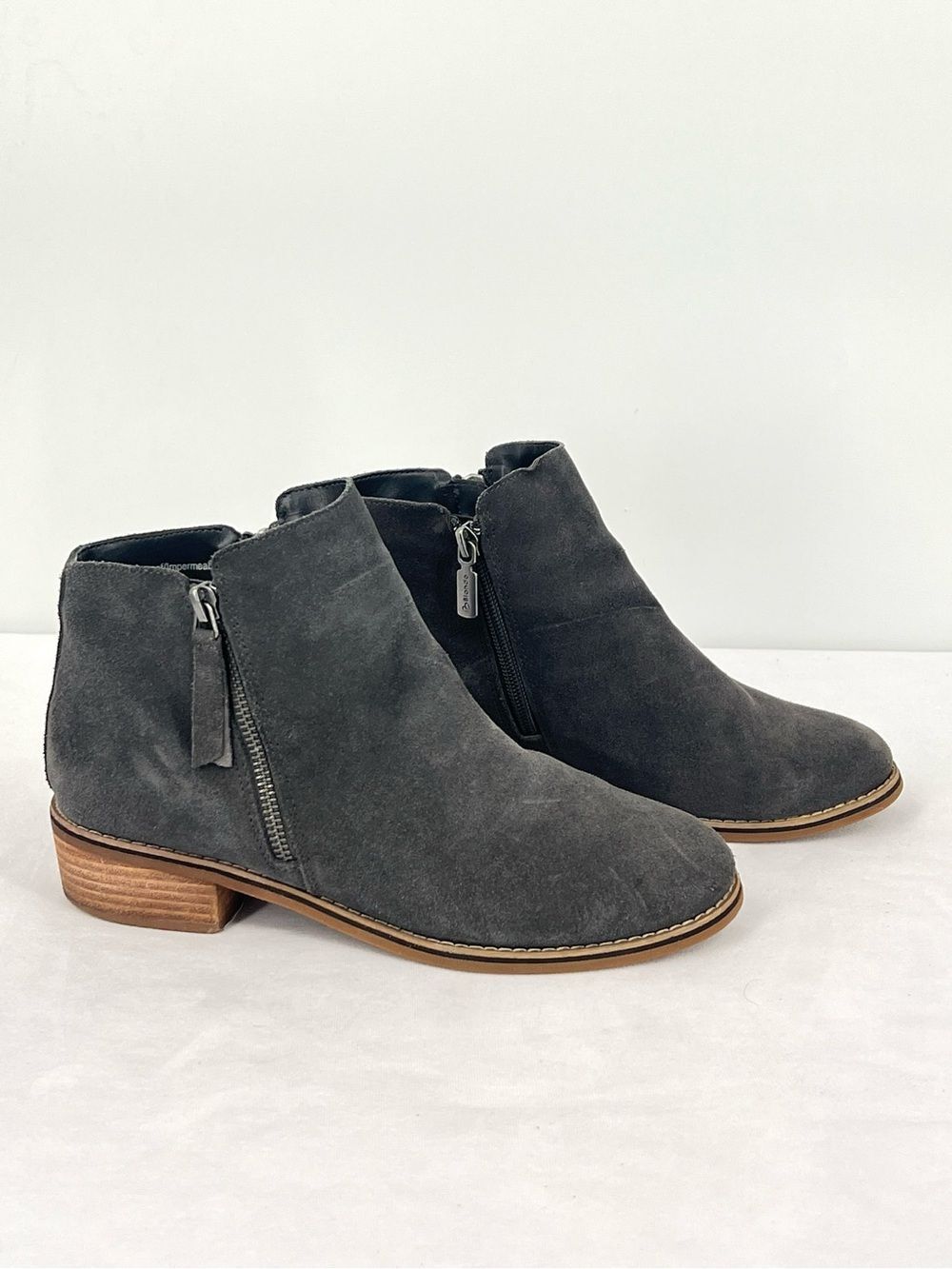 Blondo Linda Grey Suede Waterproof Side Zip Ankle Booties Boots Women's Size 9M